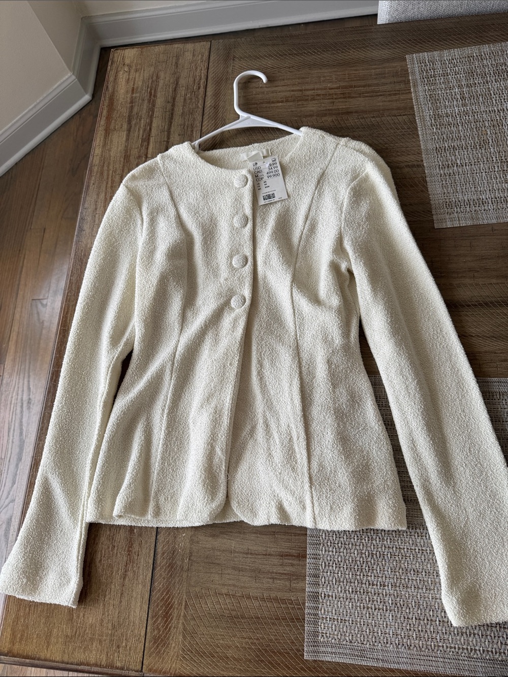 H&M Cream Textured Button-Front Women's Jacket - Picture 1 of 4